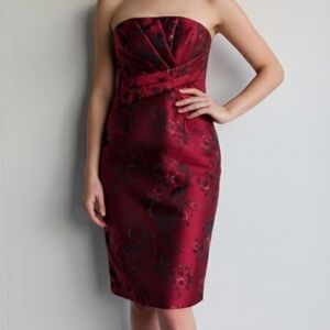 WHBM Satin Floral Strapless Dress